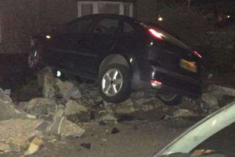 The car smashed through a wall. Pic: Cheryl Manser