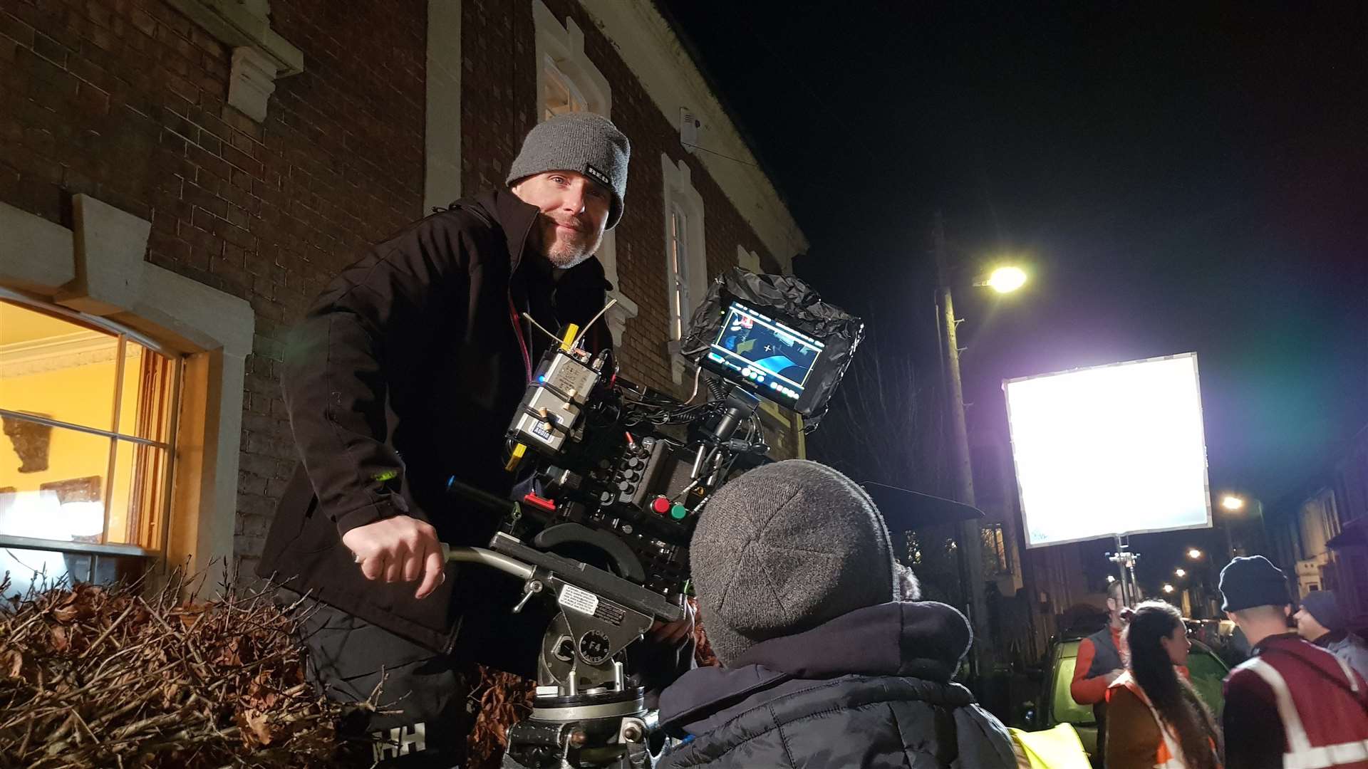 They filmed a lot of scenes in the dark as it was January. Picture: Stephen Brand