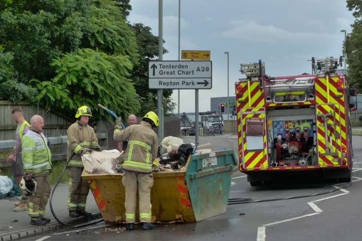 Firefighters deal with the aftermath in Templer Way Picture by Andy Clark