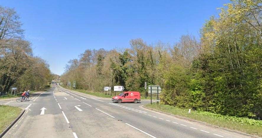 The accident happened in Seven Mile Lane, near the junction with The Street at Mereworth. Picture: Google Maps