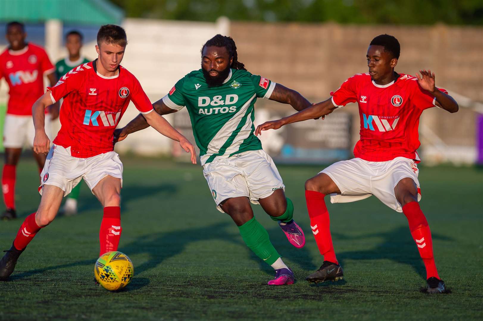 Summer signing Michael Uwezu in action for Ashford on Tuesday night Picture: Ian Scammell