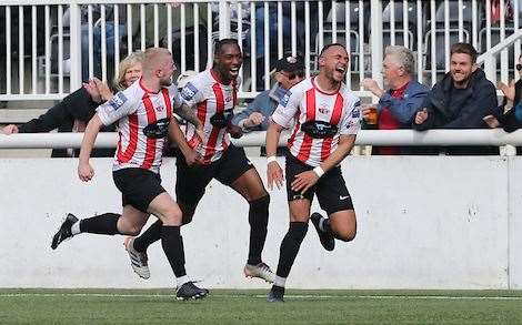 Dean Grant scores Sheppey's late winner Picture: PSP Images