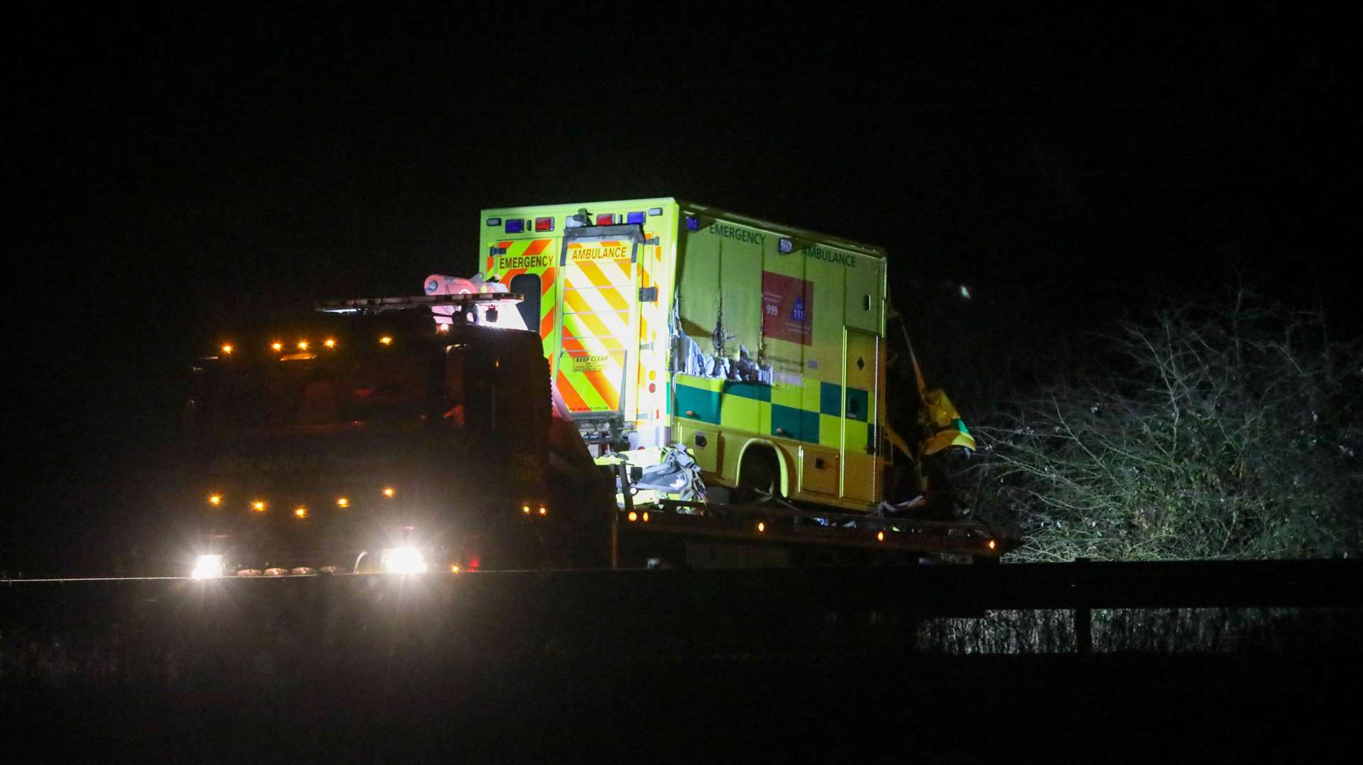 The collision involving the ambulance on the A21. Picture: UKNIP