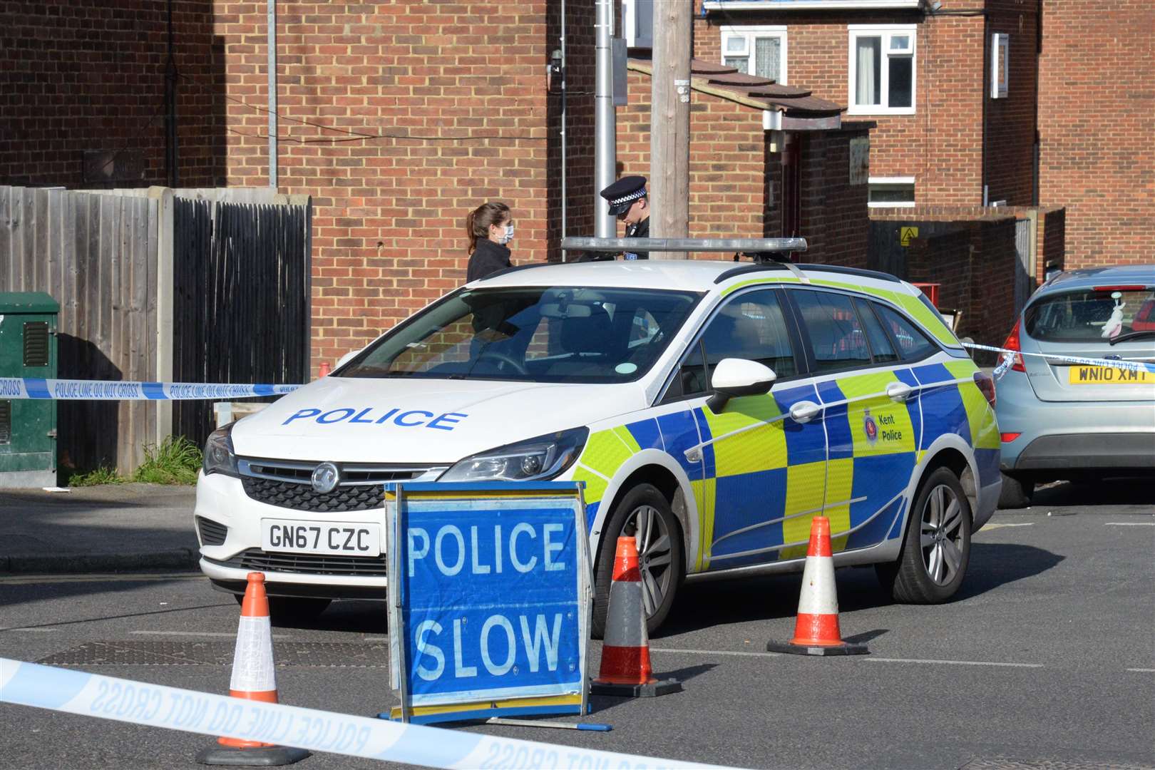 The scene as police cordon off Lock and Britton Streets in Gillingham. Picture: Chris Davey