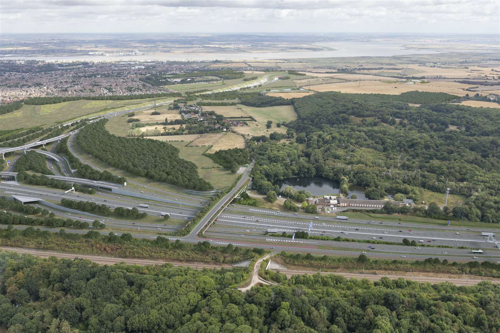 The Thong Lane green bridge and the A2 looking north for the Lower Thames Crossing: Picture: Highways England/Joas Souza Photographer