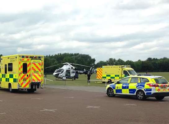 Emergency services at the scene of accident in Halfway