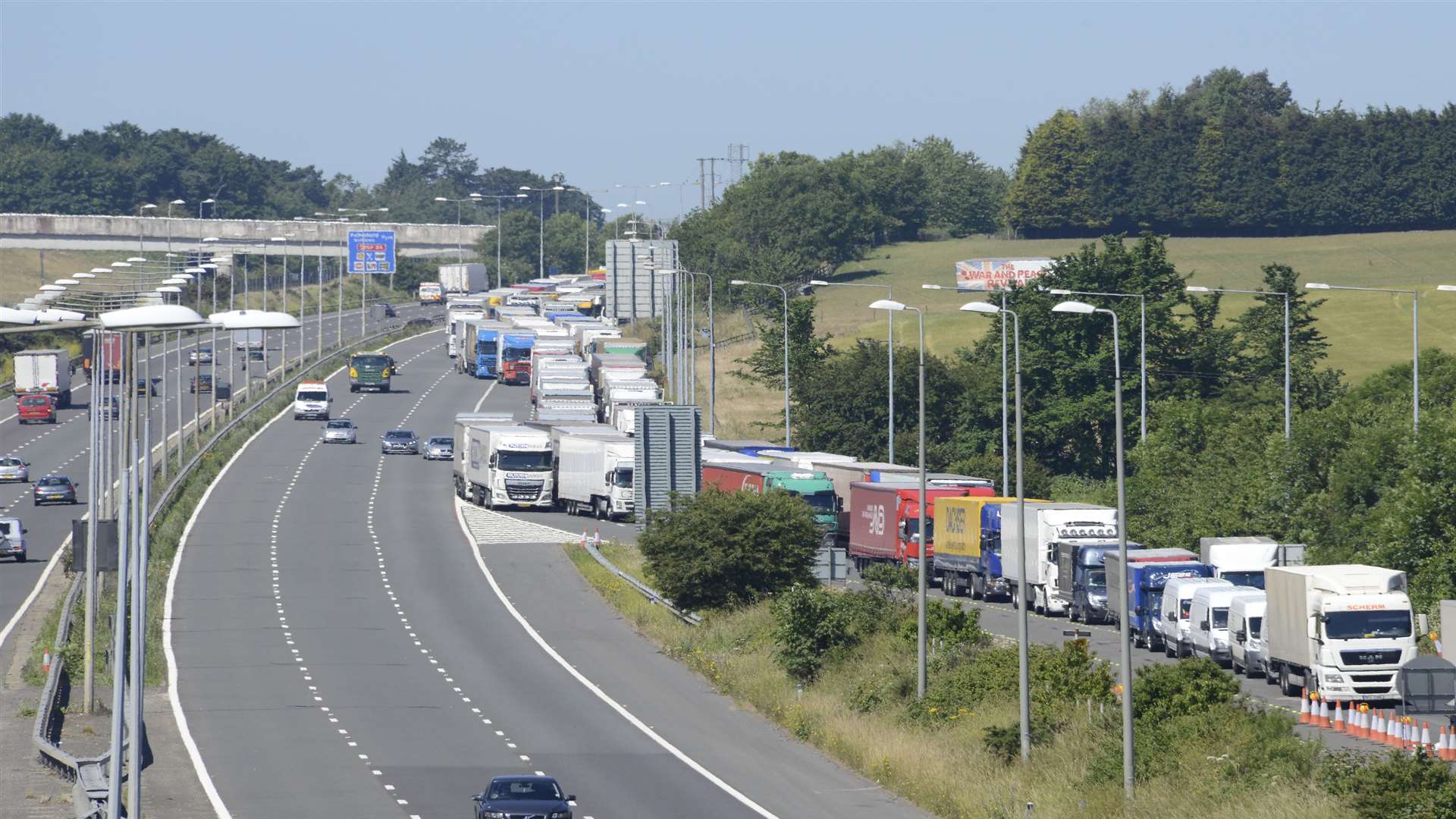 Folkestone M20 from the J11a Channel Tunnel slip road. File picture: Paul Amos