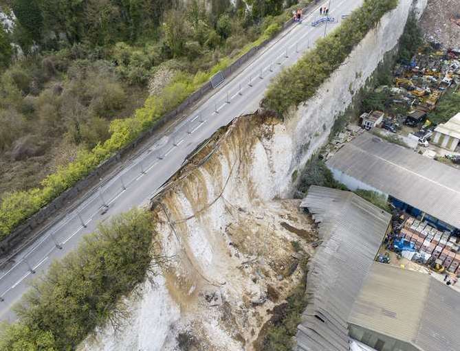 Workers fear the cliff could collapse again. Image: High Profile Aerial