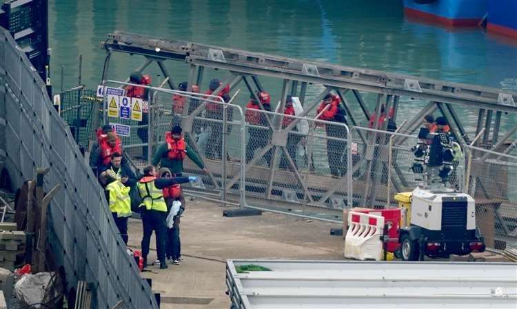 Dozens of people were brought ashore on Wednesday at Dover harbour as crossings resumed following bad weather in the Channel. Picture: Gareth Fuller/PA
