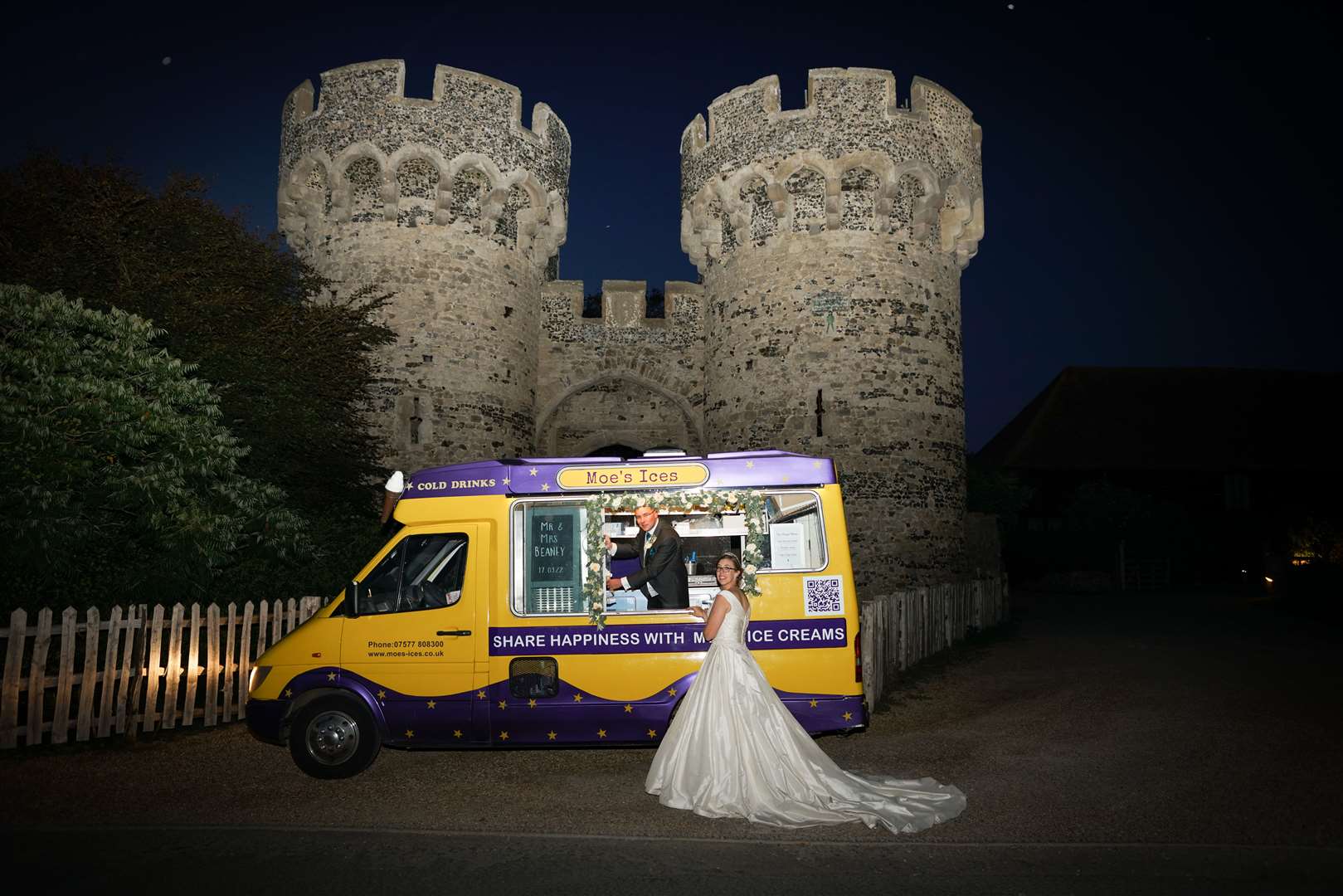 Newly-weds chill out in Metin's ice cream van at Cooling Castle
