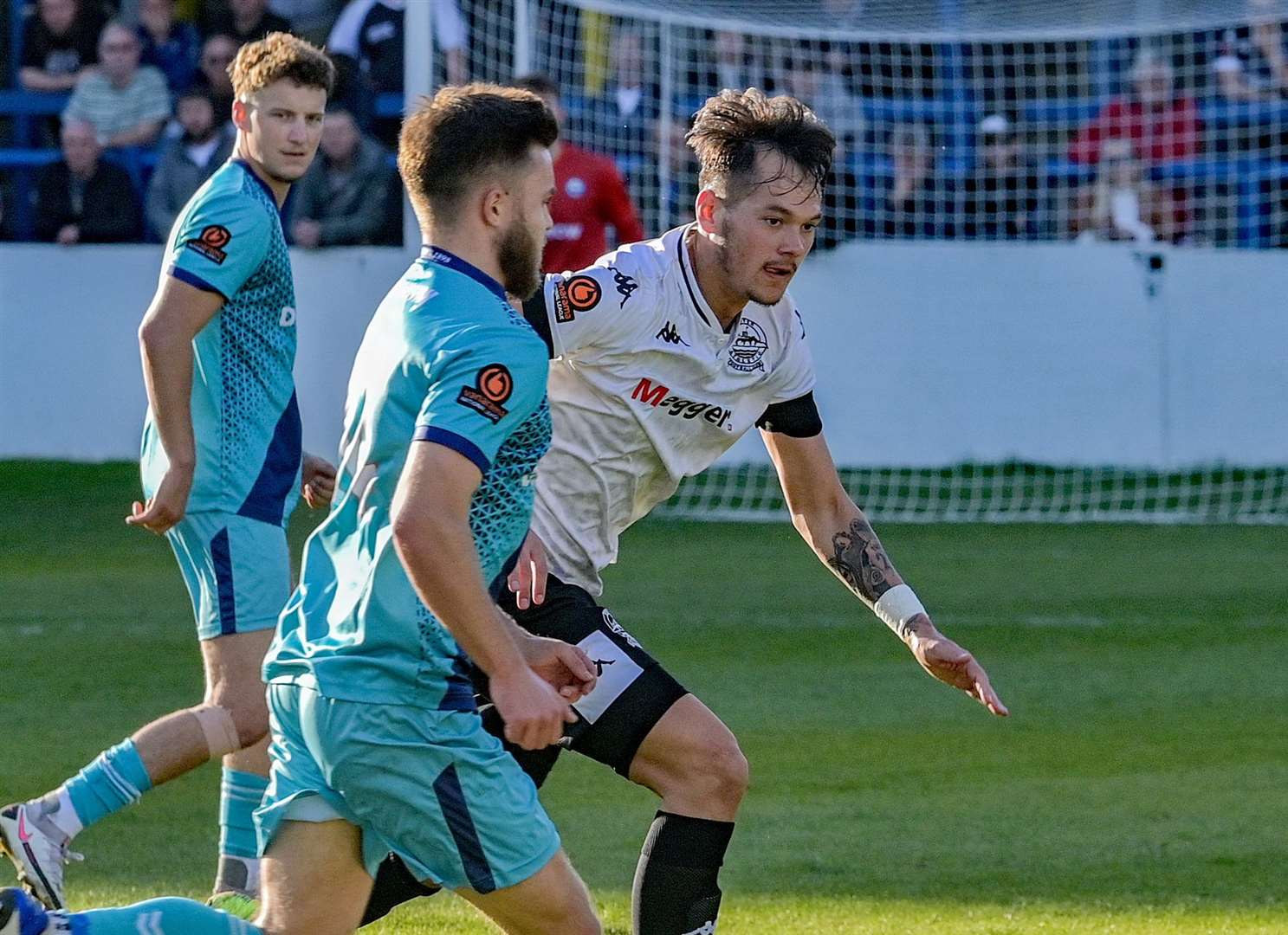Top scorer Alfie Pavey scored from the penalty spot for Dover. Picture: Stuart Brock