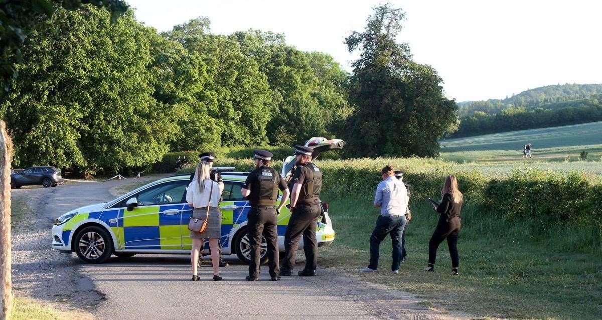 Police at the scene near Lullingstone Castle. Picture: UKnip