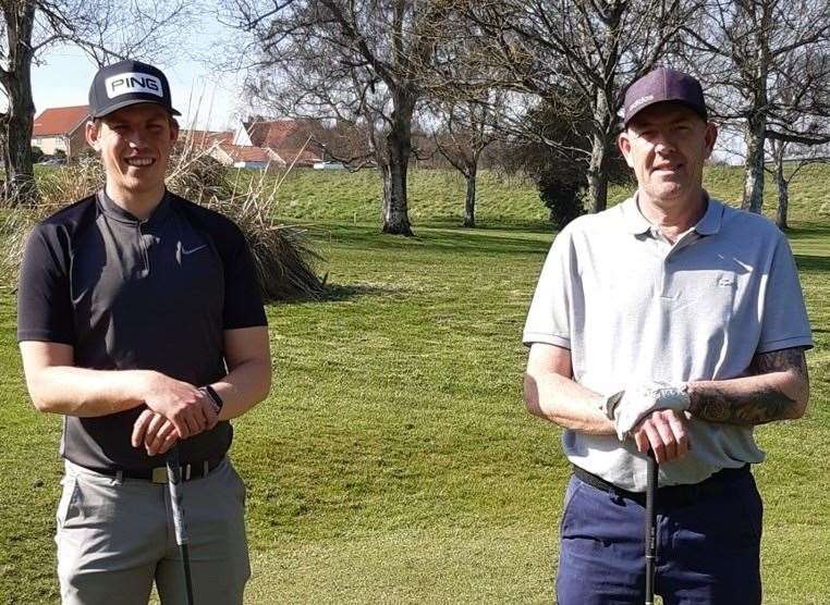 Canterbury Golf Club's President Putter winner Simon Leggatt (right) with runner-up Josh Bristow