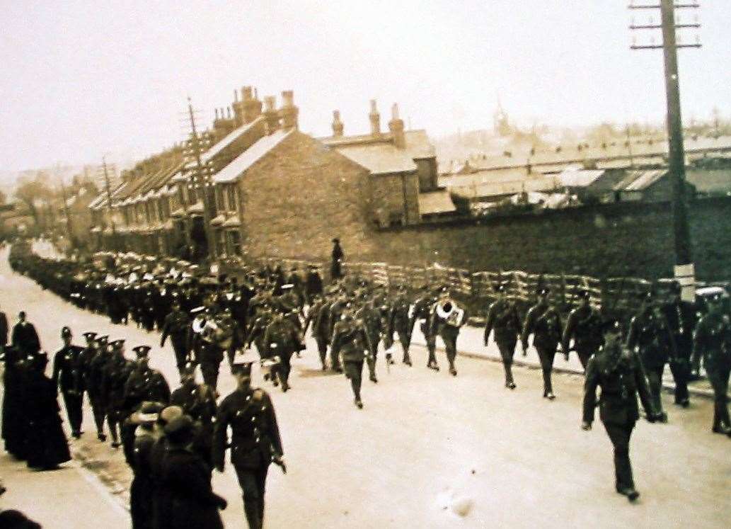 The funeral procession for those killed in the explosion at Uplees gunpowder work