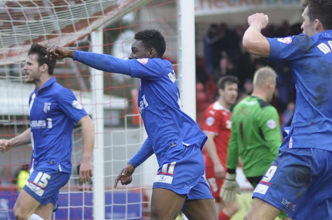 Jermaine McGlashan struck with nine minutes left to bag all three points at Crawley Picture: Barry Goodwin