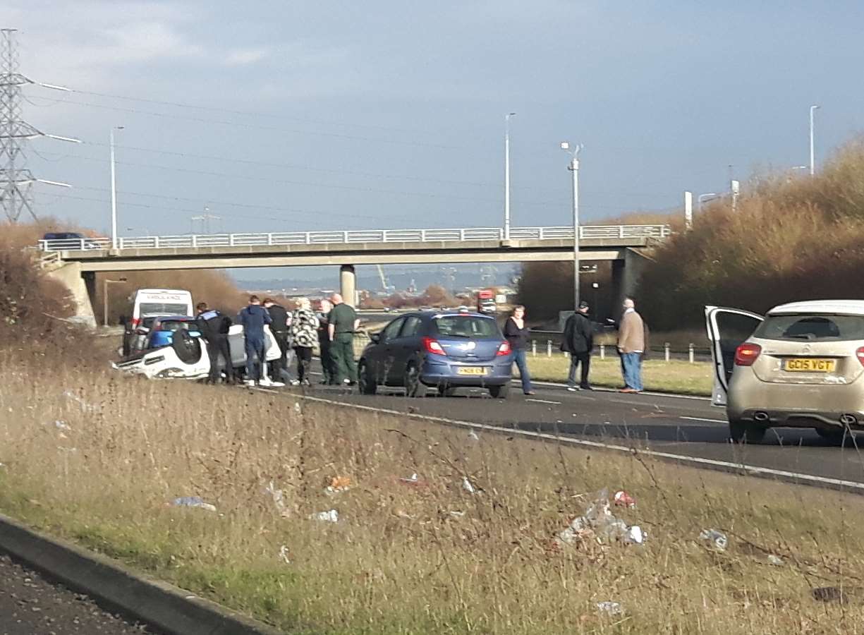 The accident on the A249 near the Grovehurst roundabout