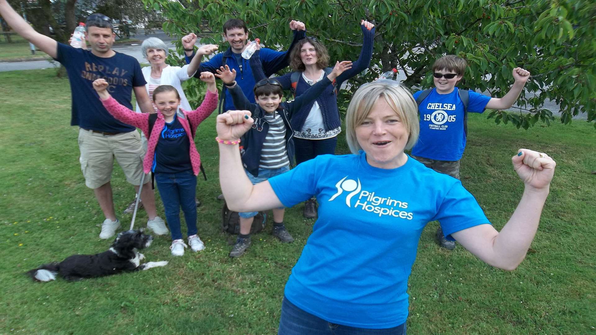 Louise Jennings and family of Tenterden taking part in the KM Charity Walk 2014 for Pilgrim's Hospice as part of a '100 miles in 100 days' challenge