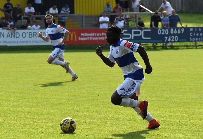 Substitute Ladi Durowuju attacks the East Grinstead goal Picture: Marc Richards