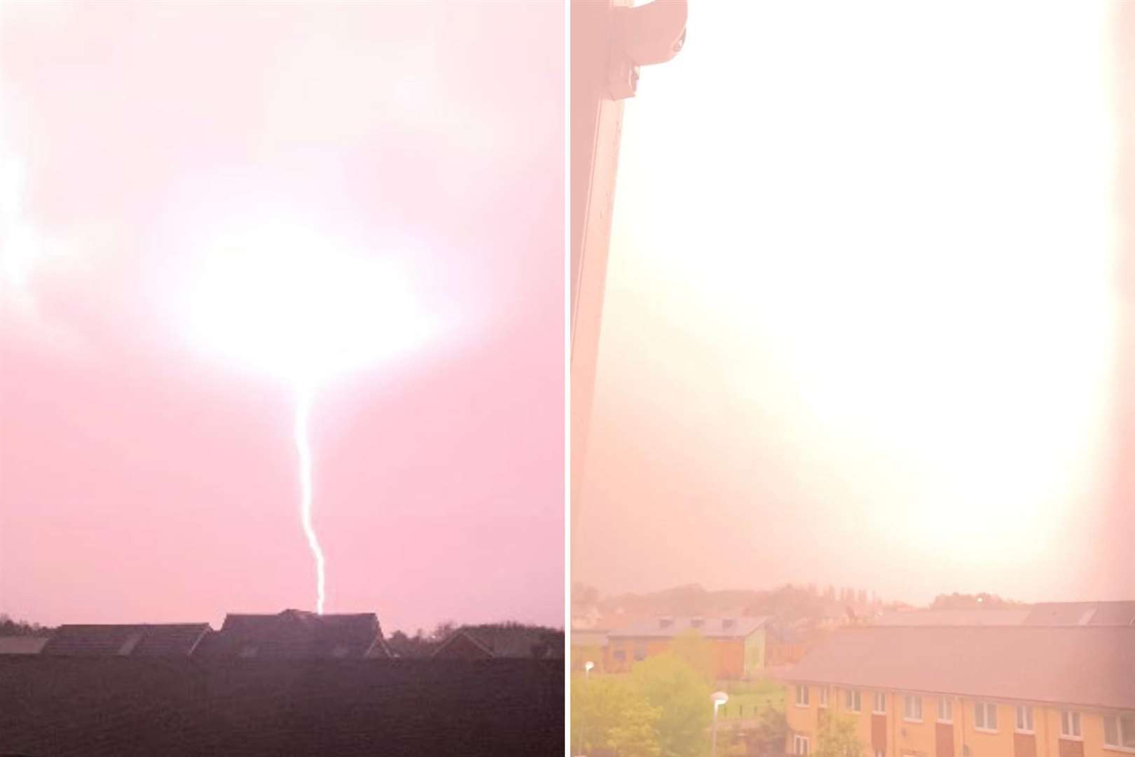 Huge bolts of lightning hit Sittingbourne. Picture: @MilgateAdam/Twitter