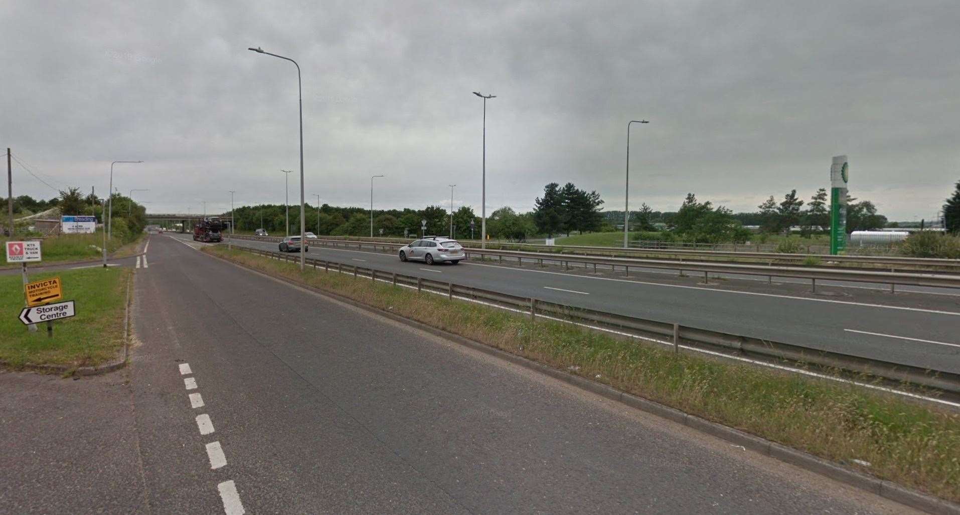 Mr Murray and other motorists avoided the person in the road just after the Dargate services. Image: Google Street View