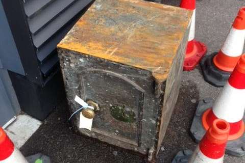 A safe recovered from the River Thames near Greenhithe