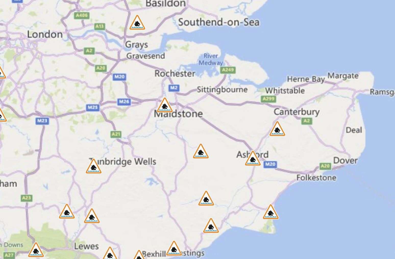 Flood alerts are active in parts of the county. Picture: UK Government