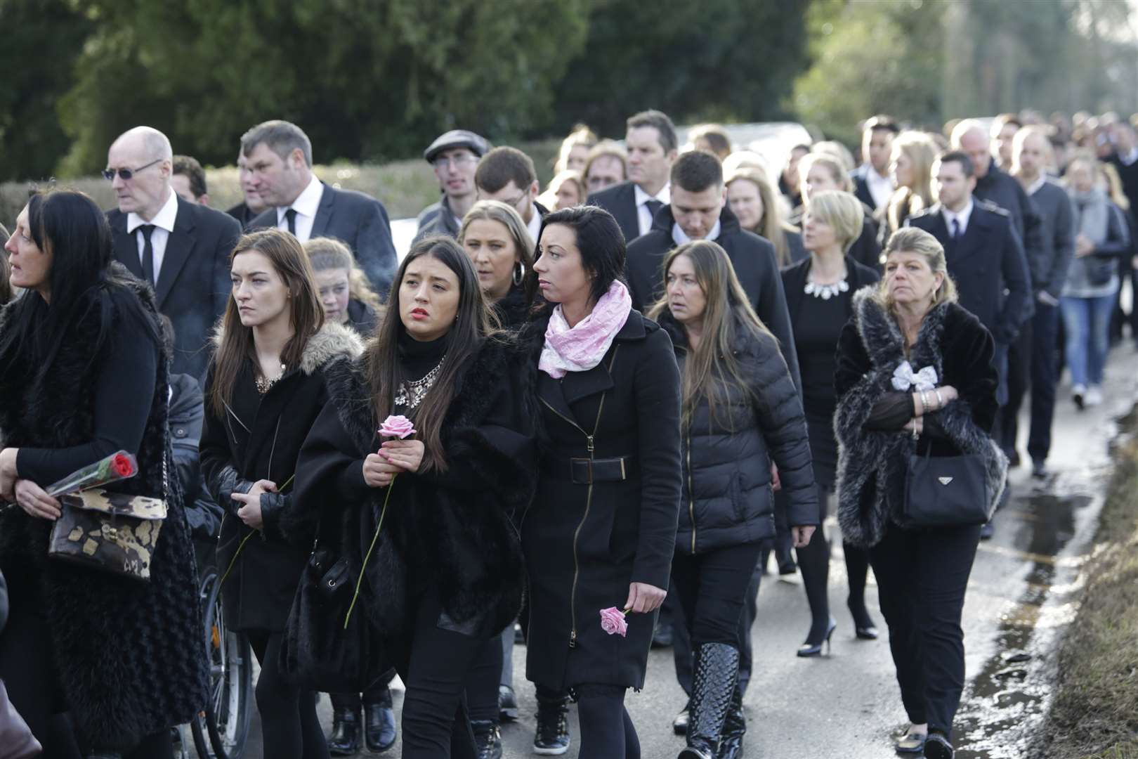 Hundreds of people lined the street in Hunton to say their goodbyes