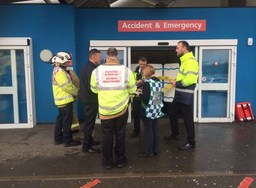 Emergency services are taking part in an exercise at Maidstone Hospital. Picture: John Weeks