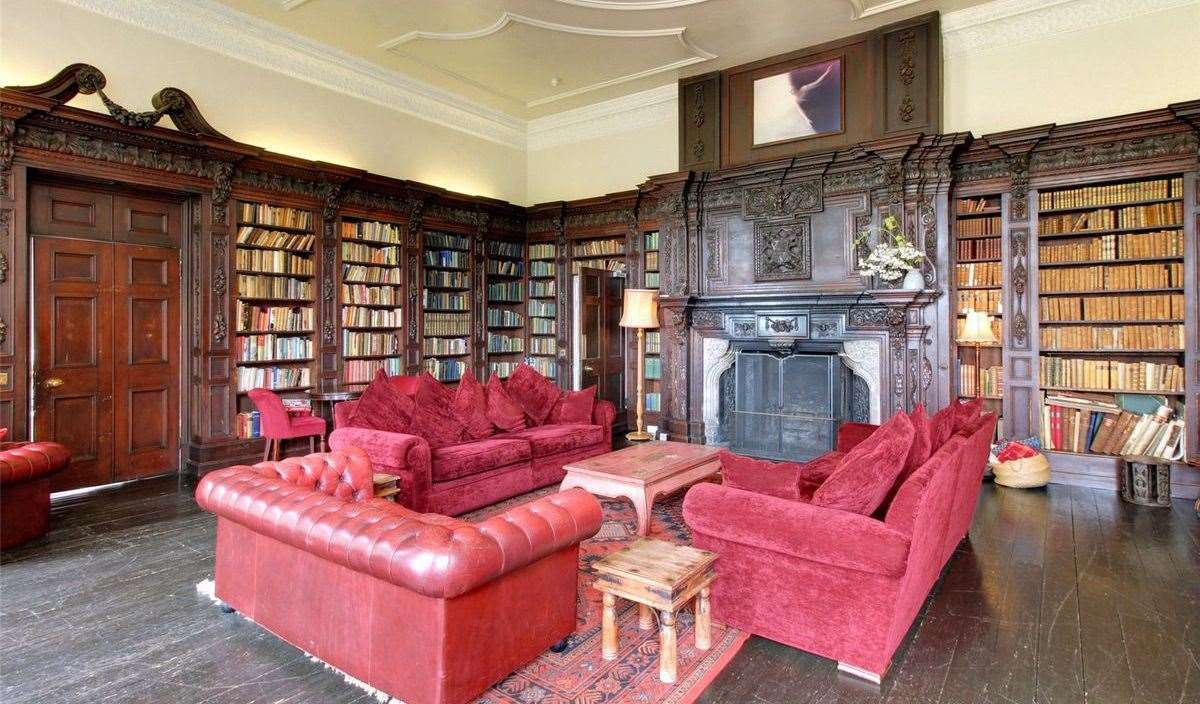 The library is one of the stand-out features of the main house. Picture: Savills
