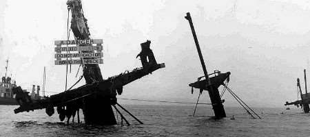 The remains of the SS Richard Montgomery, pictured in the 1970s