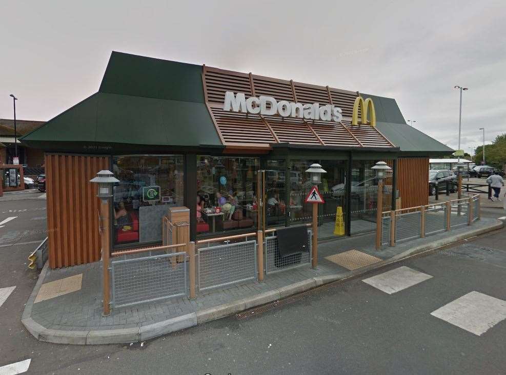 The McDonald's drive-thru restaurant at the Park Farm retail park in Folkestone. Pic: Google