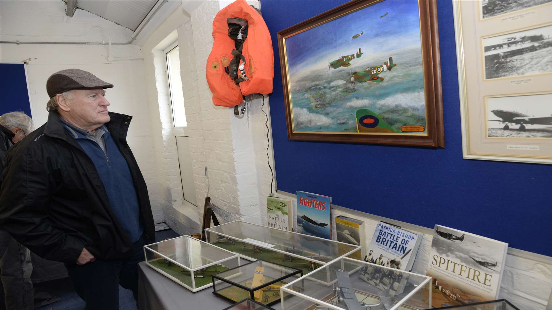 Len Curtis takes a look at one of the displays at the aviation annex at Eastchurch