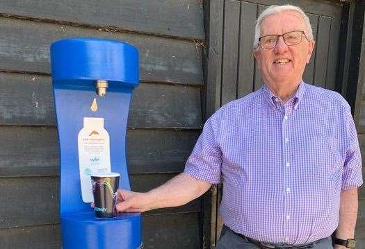 Cllr Howard Doe unveiled the water refill station at Riverside Country Park Picture: Medway Council