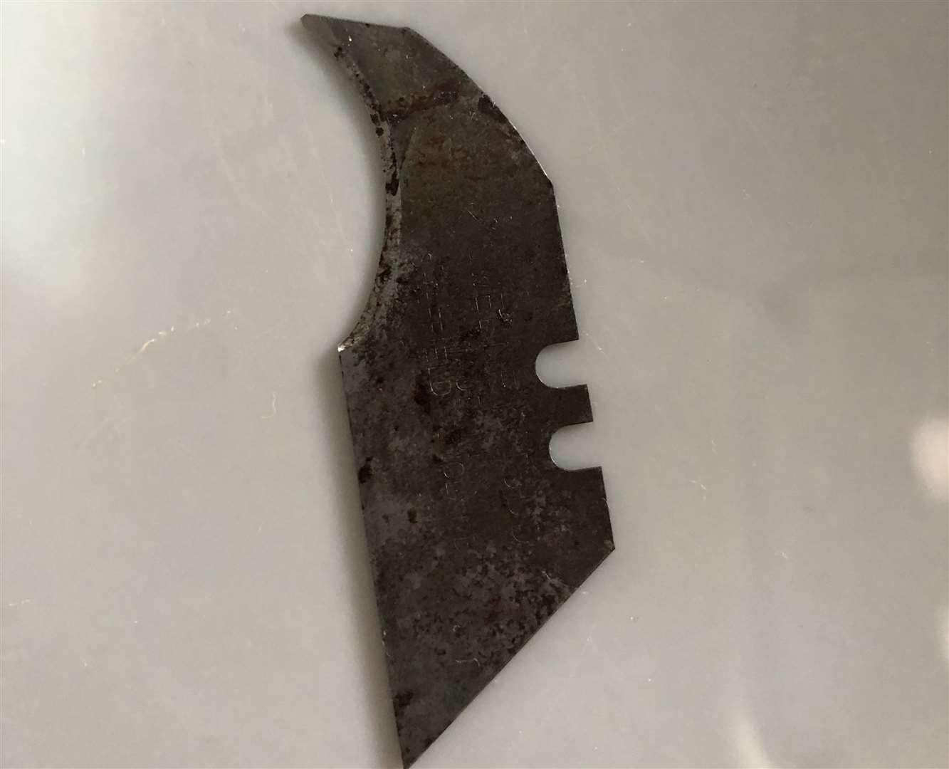 Stanley blade found in Freddie's bag. Picture: Aimee Collison