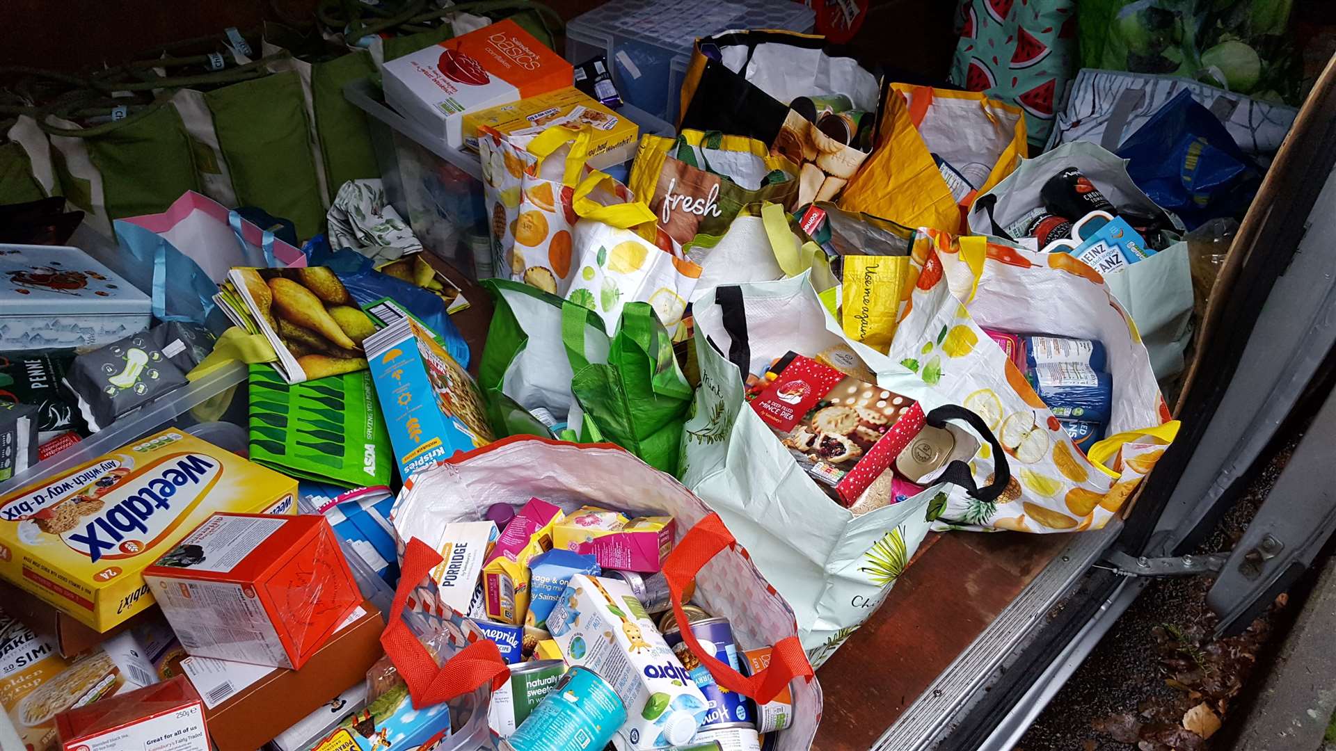 Donations of food arriving at Canterbury Food Bank