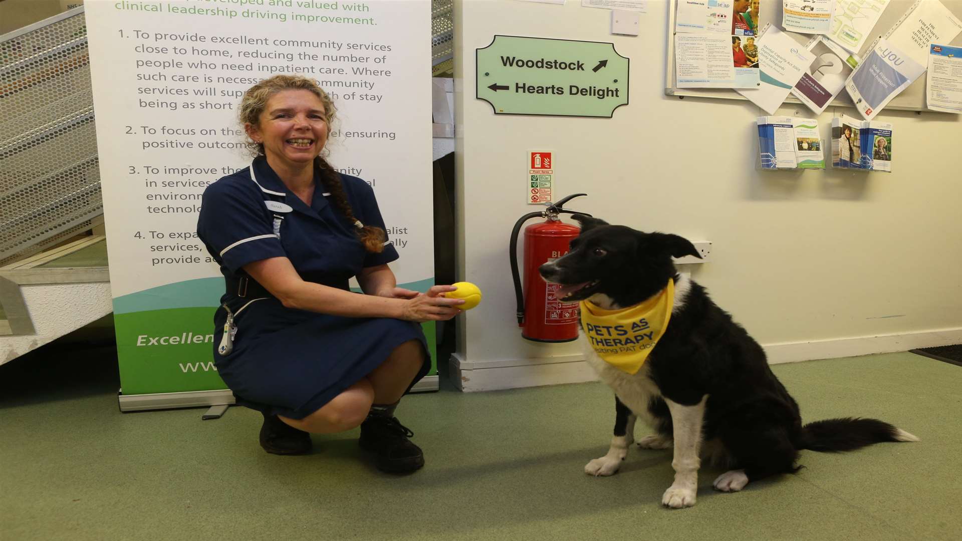 Sarah Wale, deputy ward manager with Molly the therapy dog at the Sittingbourne Memorial Hospital
