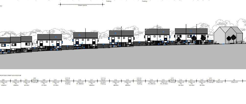 The proposed street view at Capel Groundworks site off Stanhope Road, Dover. Picture DHA Planning