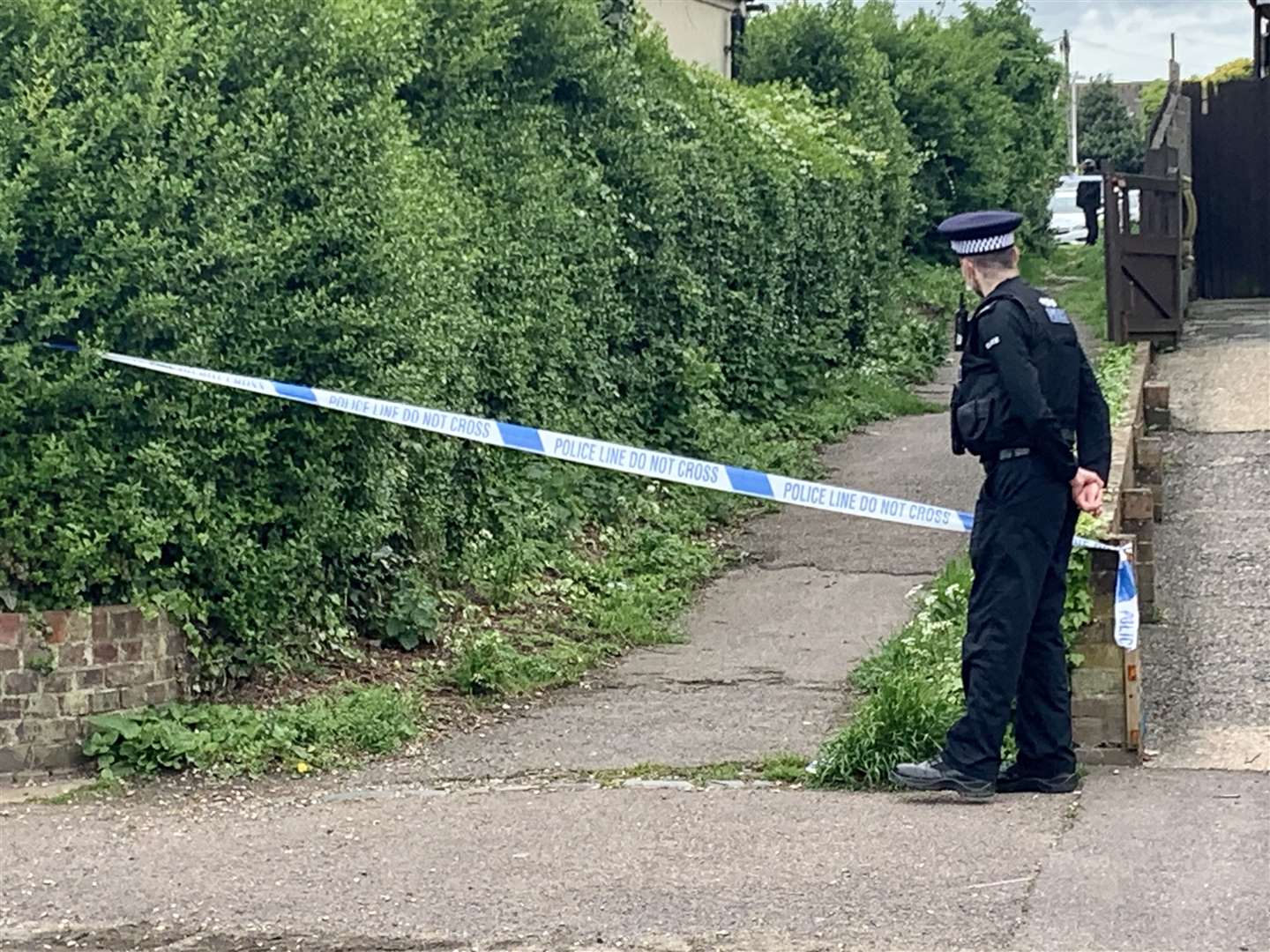 Police have cordoned off an alley in Manor Road, Deal. Picture: Eleanor Perkins