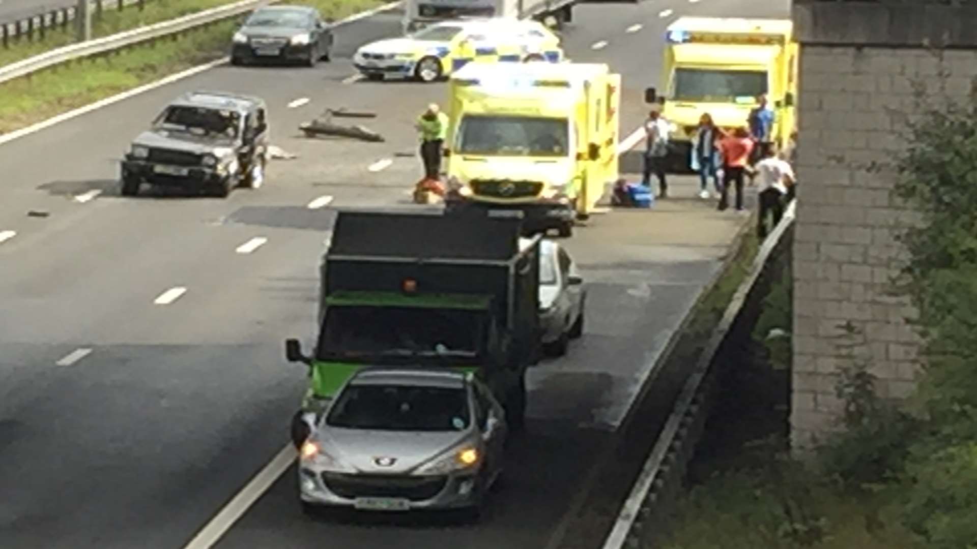 Accident on the M2, junction 3. Picture: Richard Rodgers