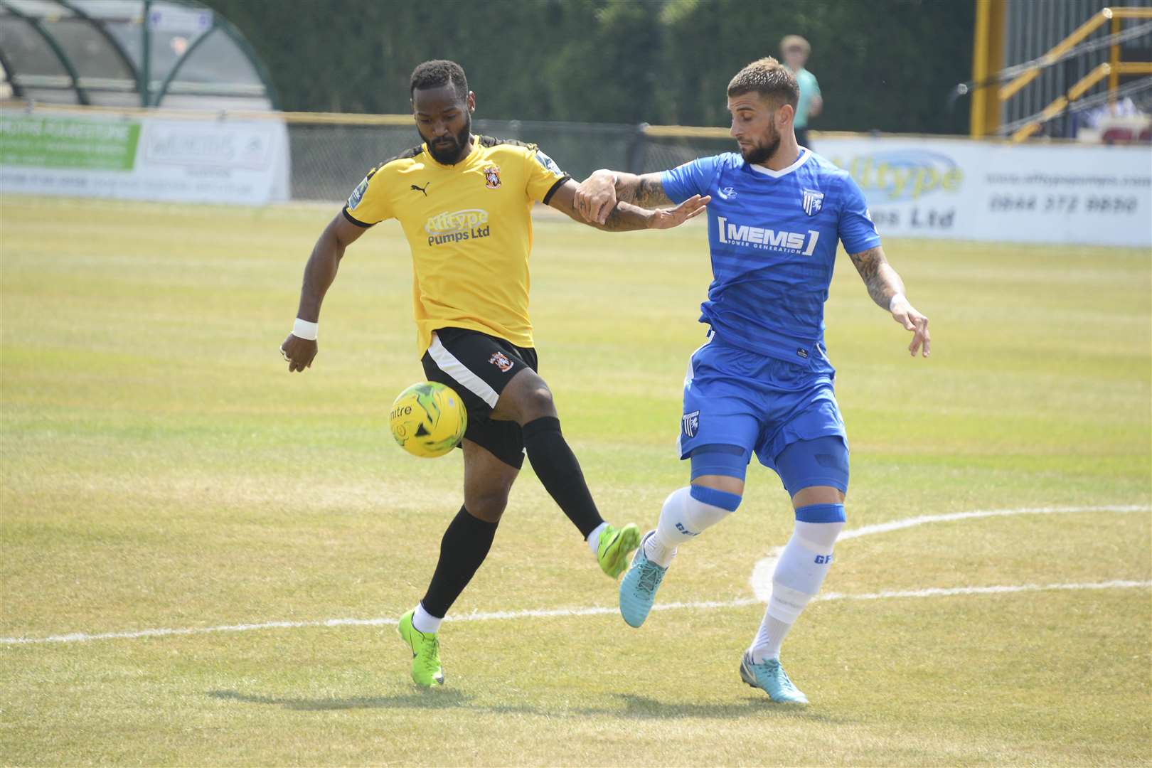 Jerson dos Santos playing for Folkestone against Gillingham Picture: Paul Amos
