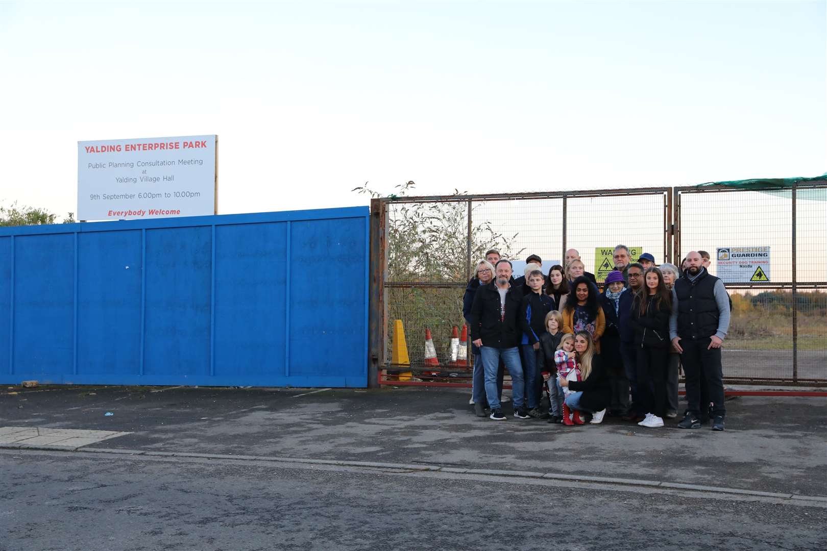 An earlier protest by Yalding residents opposed to the plans, pictured outside the site's entrance.