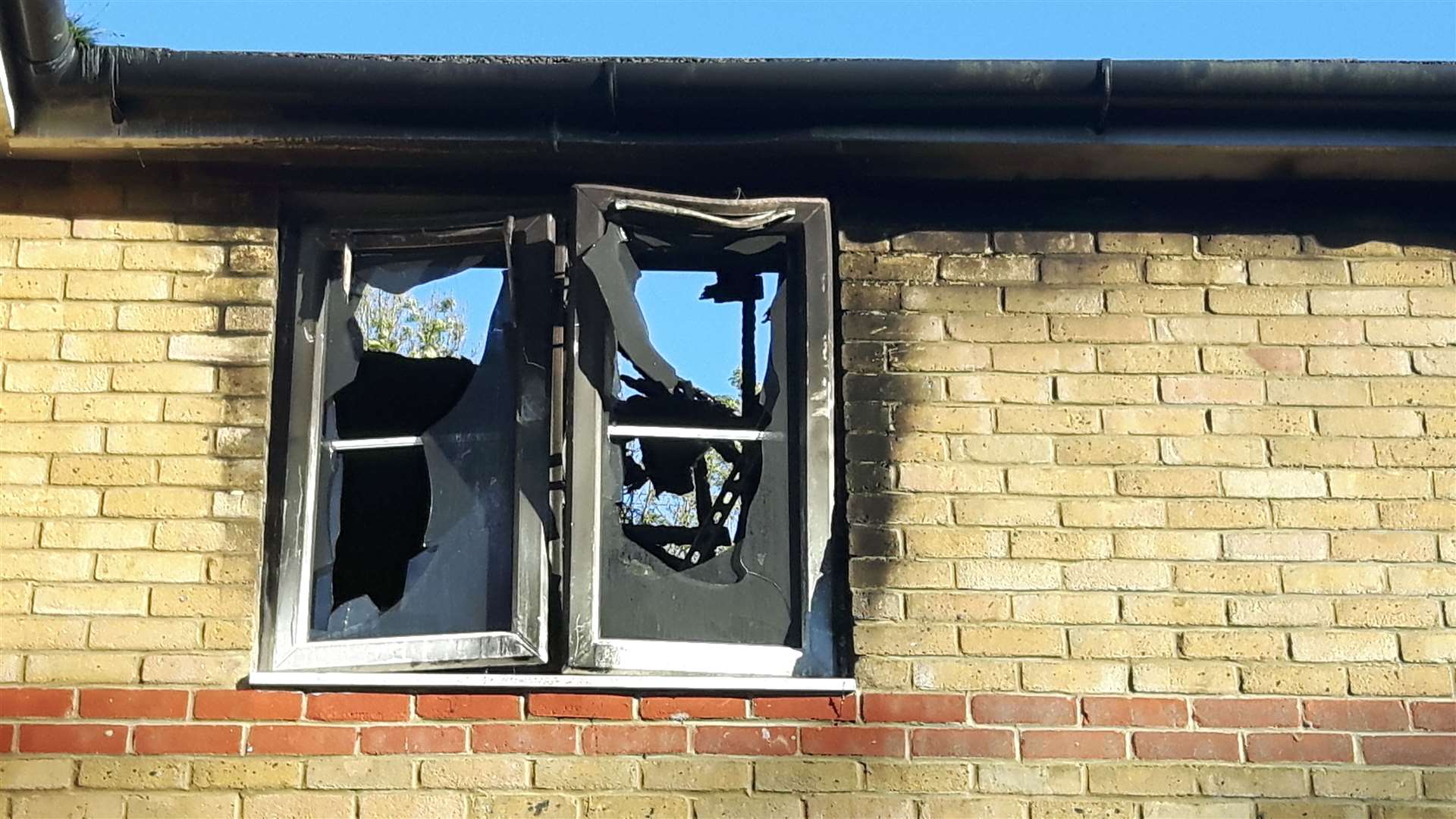 Grim past. The disused houses had repeatedly been struck by arsonists in 2017. This shows the third attack, that August
