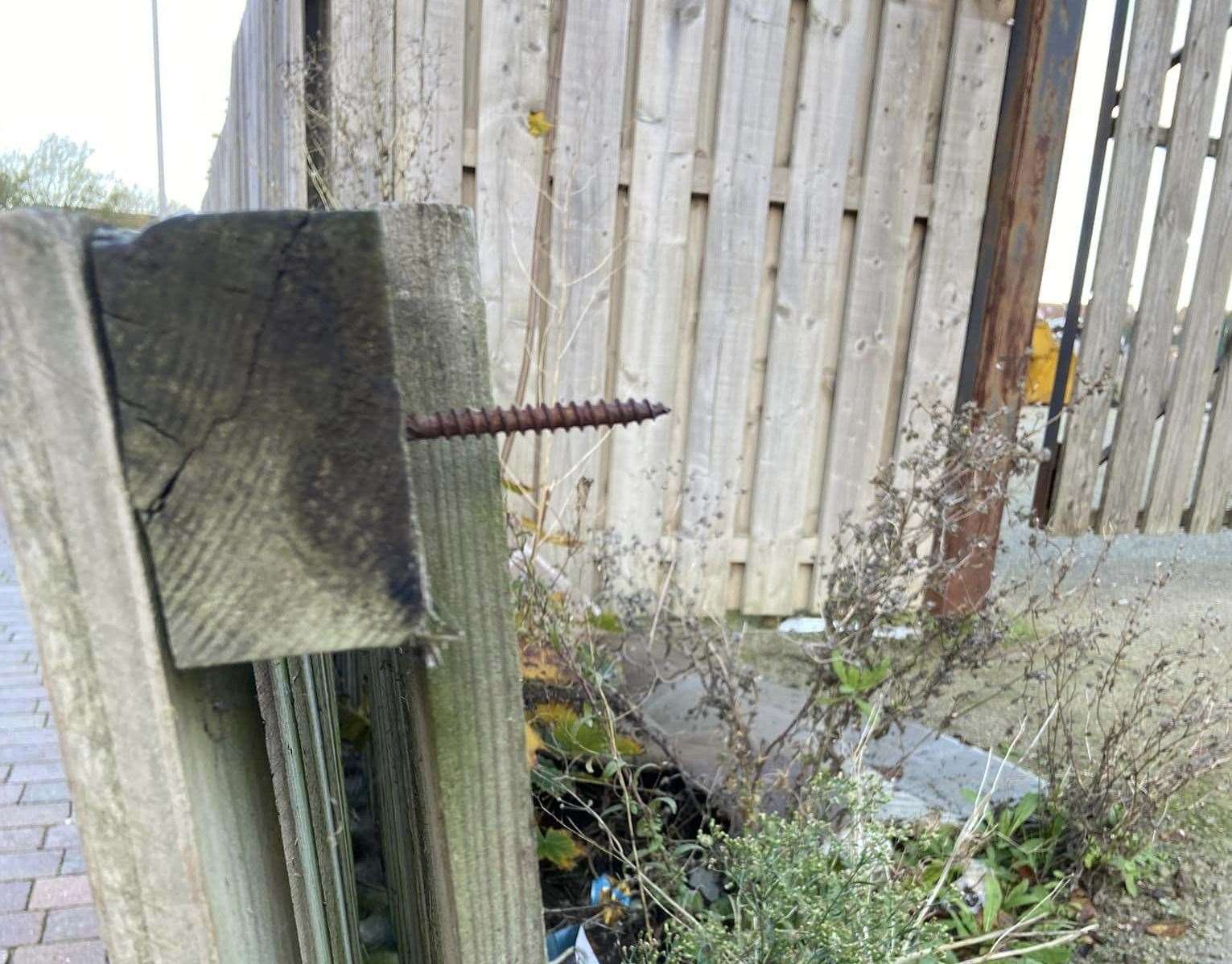 The exposed screw in Repton Park, Ashford. Picture: Sophie Howes