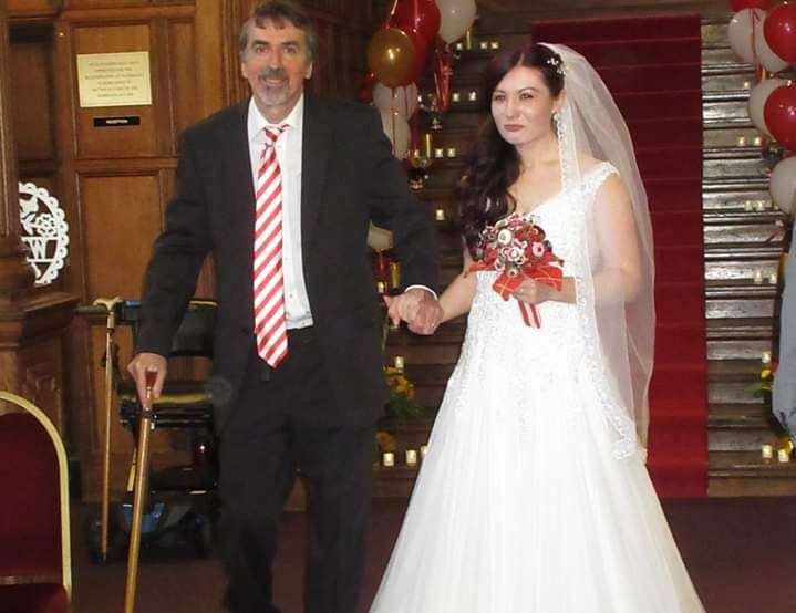 Steve Barnes with his daughter Coral at her wedding. Picture: NHS