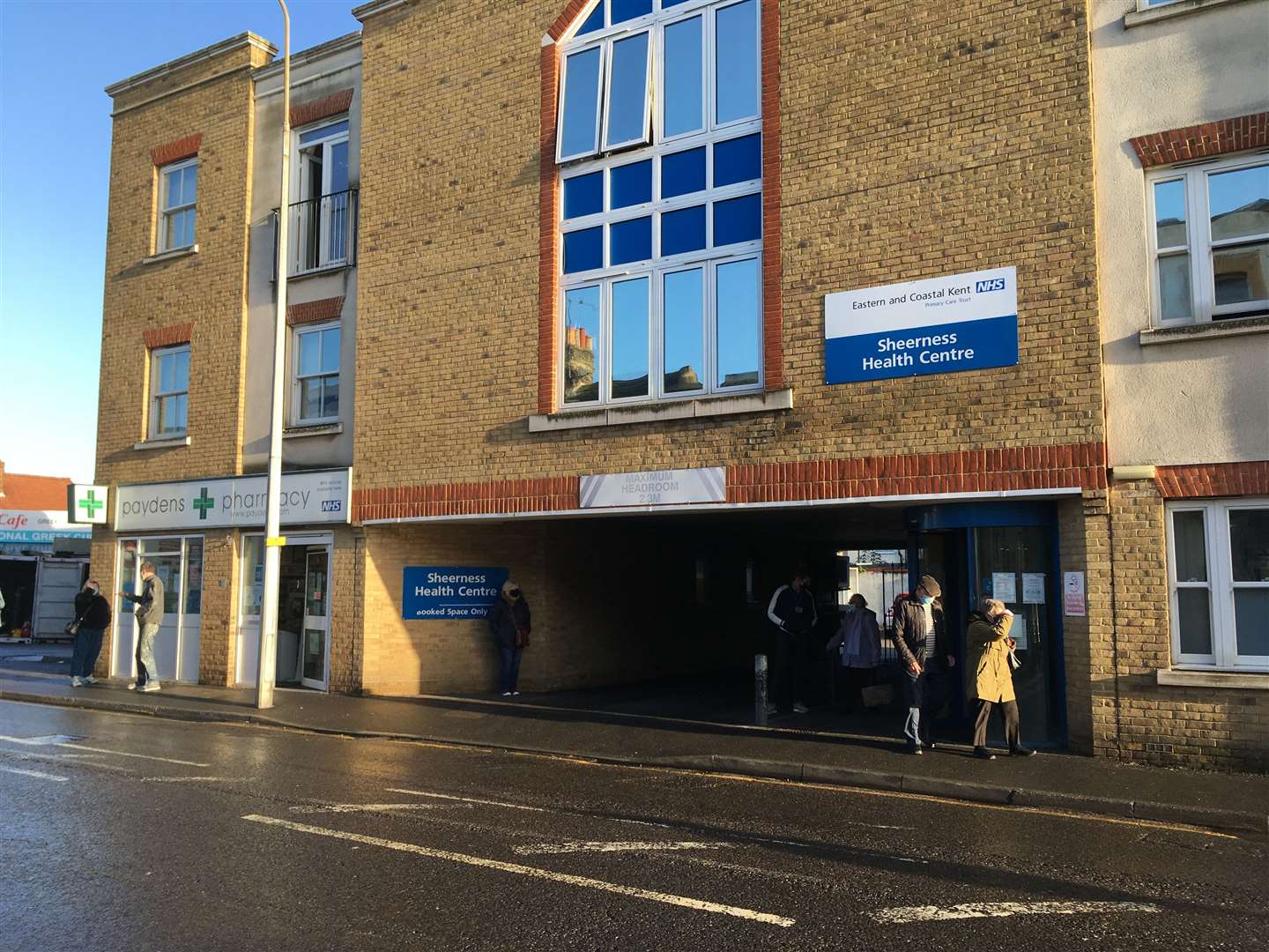 Patients arriving for their covid vaccinations at the Sheerness Medical Centre on Sheppey on Tuesday