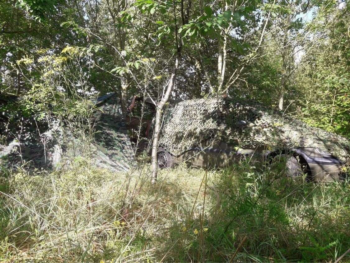His camouflaged "bug-out" car. Picture: Cherva Castles