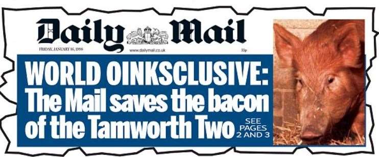 How the Daily Mail reported its rescue of the Tamworth Two. Picture: Daily Mail