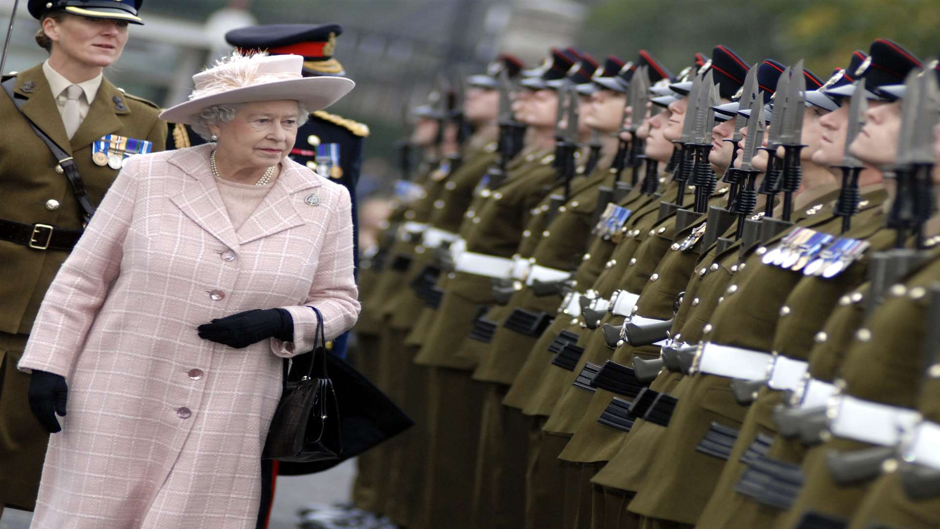 The Queen Visits Brompton Barracks Gillingham to meet the Corps of the Royal Engineers in 2007