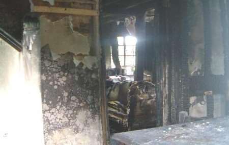 AFTERMATH: The badly damged interior of the property