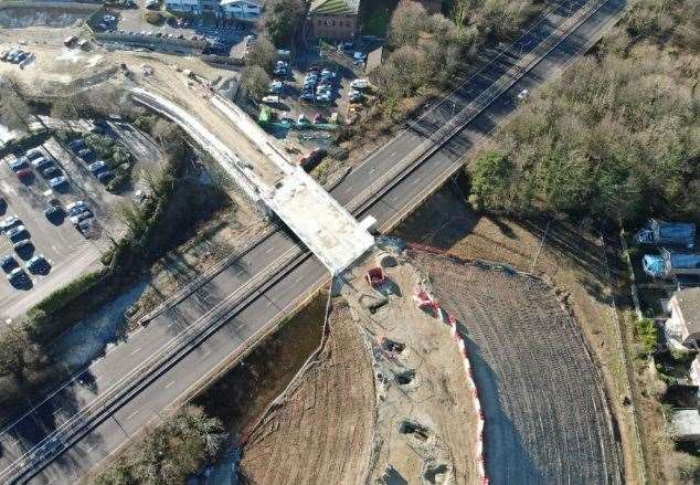 A new bridge put over the A2 for the Dover Fastrack scheme was part of the development. Picture: Dover District Council